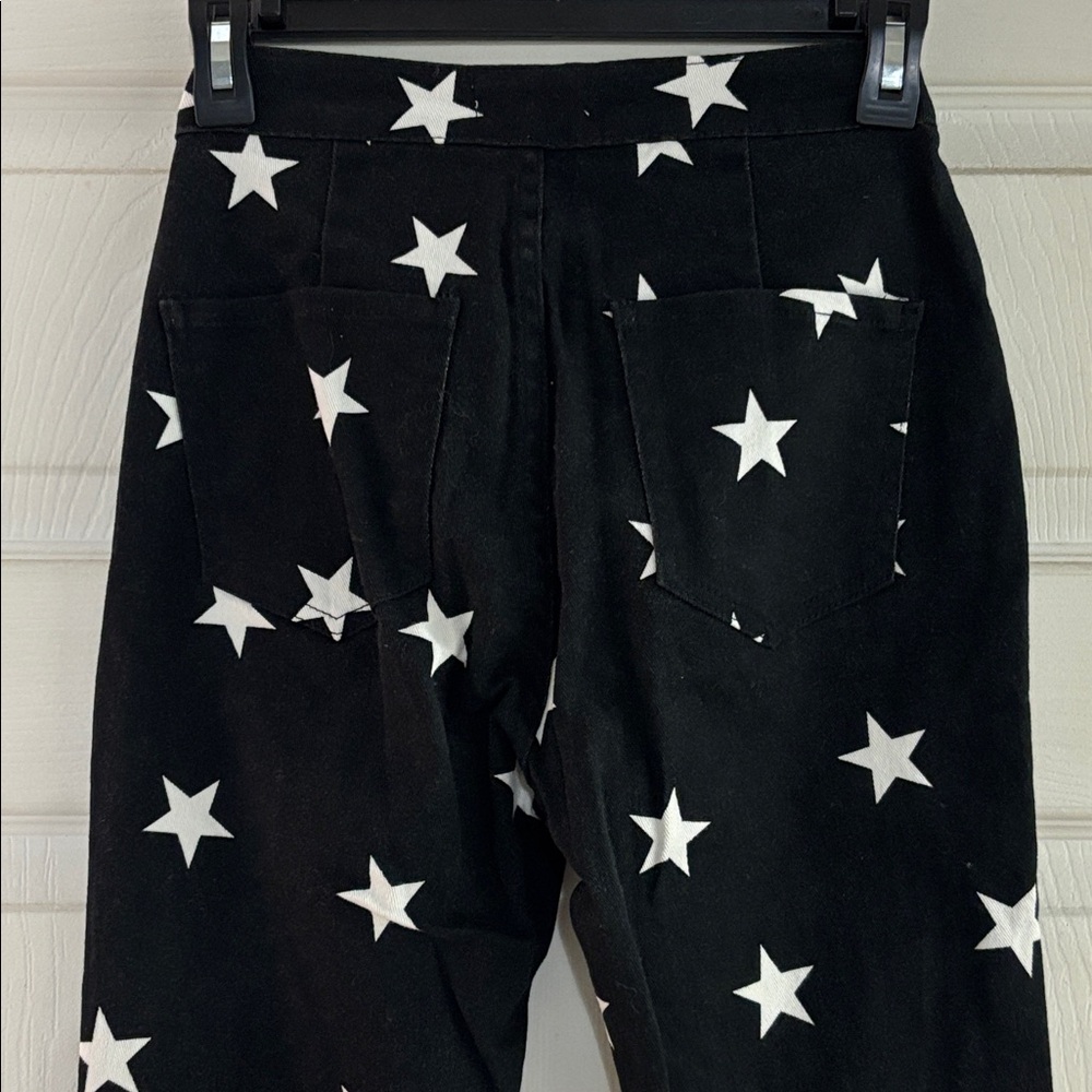 Altar'd State Black Pants with White Star Design - Picture 3 of 4